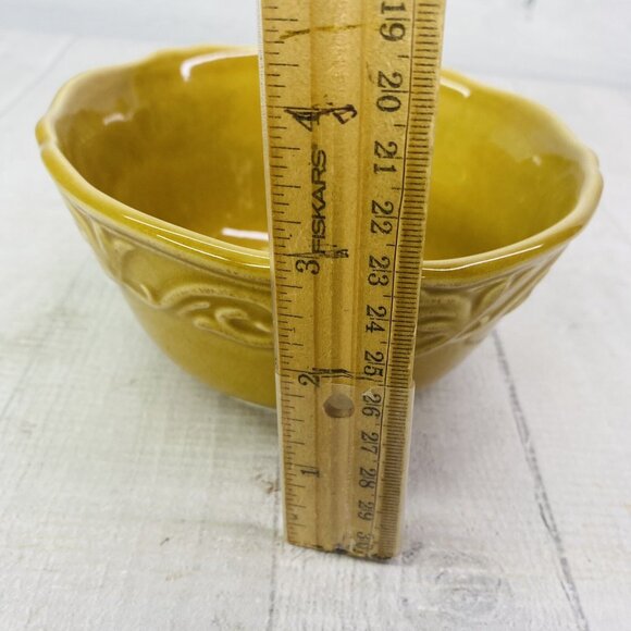 Chris Madden JC Penny CORVELLA GOLD  Embossed Scrolls Stoneware Bowls Set of 4 - Picture 12 of 16